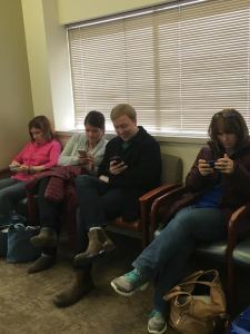 What would we do without cell phones in the waiting room?
